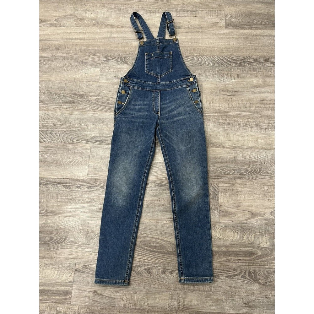 J Crew Crewcuts Girl's Jeans Overalls Sz 10 Soft Denim Medium Wash Straight Leg